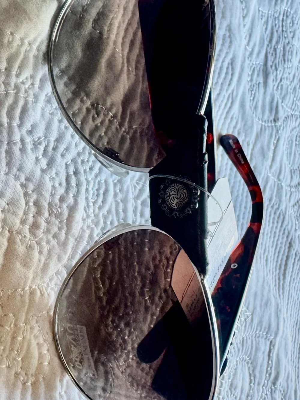 Montana West Tortoiseshell Frame Round Sunglasses with Silver Accents